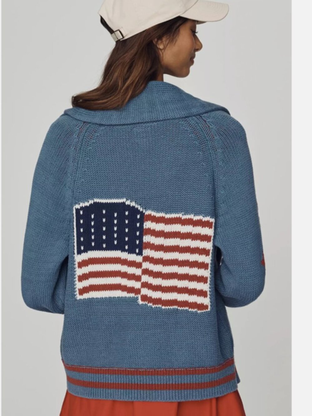 Anthropologie Maeve American Flag Cardigan Sweater Size S NWT Blue Patriotic